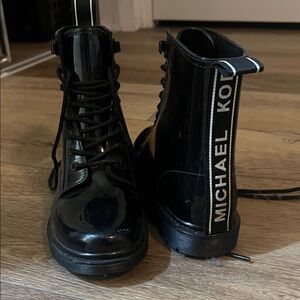 Michael Kors Glossy Black rain Combat Boots